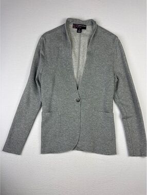 Peck & Peck Gray Cotton Blend Blazer Jacket Medium
